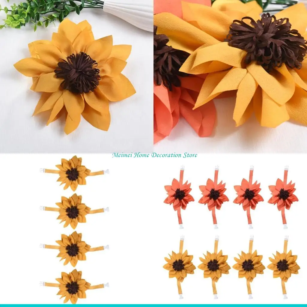 H7BF 4Pieces Easy Installation Flower Curtain Tiesbacks Ties for Bedroom Living Room