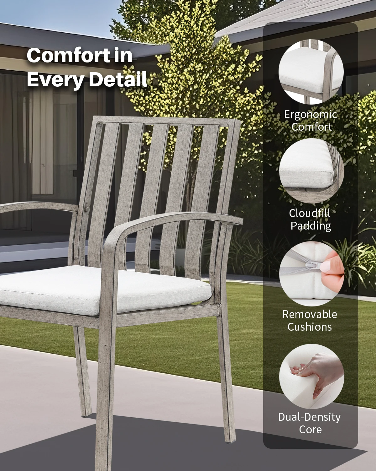 

Free Shipping Aluminum Rectangular Dining Table 8 Outdoor Chairs Cushions Patio Dining Set for Lawn Garden Hotel Backyard