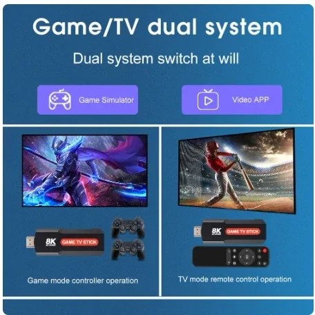 Q9 TV Stick Dual System Game Stick Console Game Box TV Box Video Game Consoles Android 10 64GB 2.4G/5G Wifi HD Output For Gifts