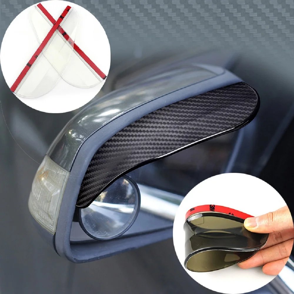 2Pcs Car Rearview Mirror Rain Eyebrow Rain Shield Snow Guard Sun Visor Auto Rear View Shade Protector Rainproof Blades Sticker