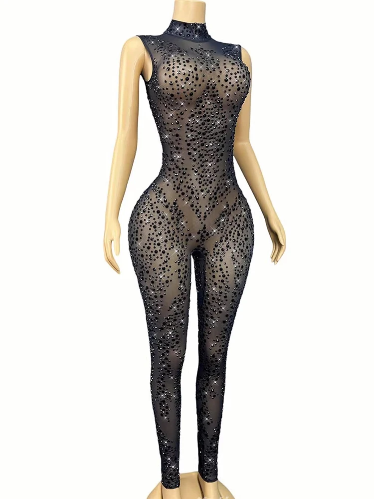 Alta calidad estampado en caliente Sexy ver a través de malla mono elástico 2025 nueva moda ropa de mujer personalizada