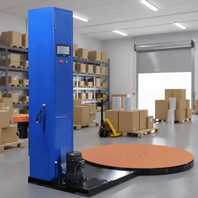 Stretch Film Wrapper Machine Automatic Pallet Turntable Pre-Stretch Wrapping System High Efficiency for Paper and Glass
