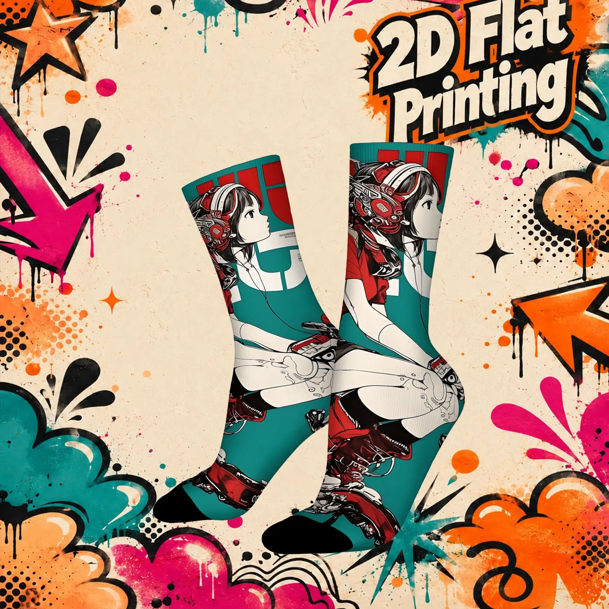 Bionic Biker Print Funny Men's compression Socks Unisex items Crew Sock Cycling socks