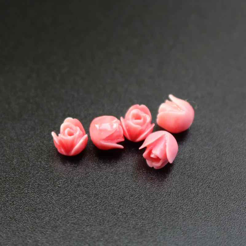 20 sztuk/partia 7mm sztuczny koral tulipany kwiatowe koraliki kolor czerwony Cabochon moda koraliki do tworzenia biżuterii DIY akcesoria