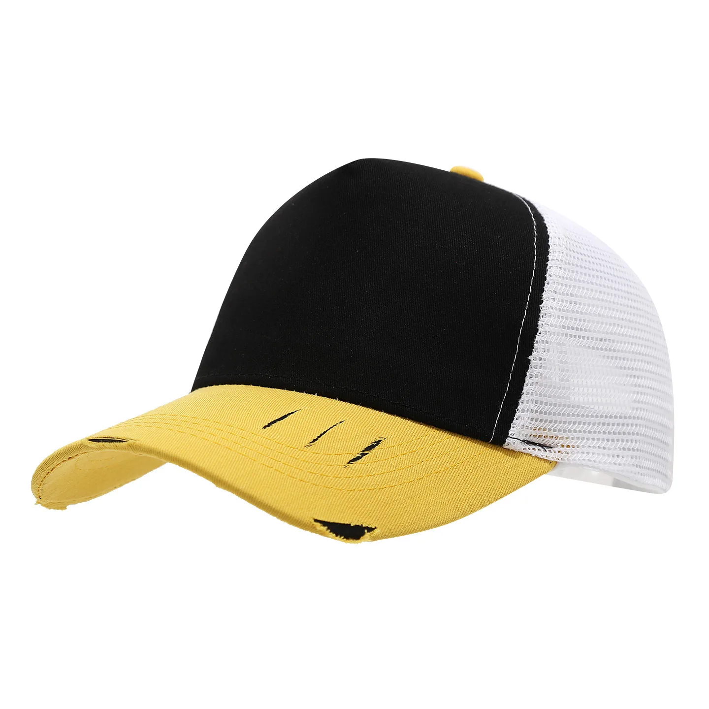 Customized Printed Logo Color Blocked Hole Baseball Caps Men's Truck Driver Duck Tongue Hats Women's Breathable Sun Shading Caps