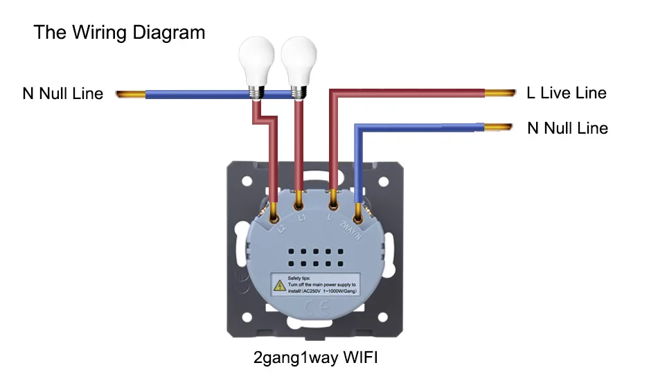 WELAIK EU WIFI Switch Tuya Alexa Smart Touch Switch 1~1000W 2Gang 1Way Wall Switch Intelligent Light Switch Module A921-WIFI
