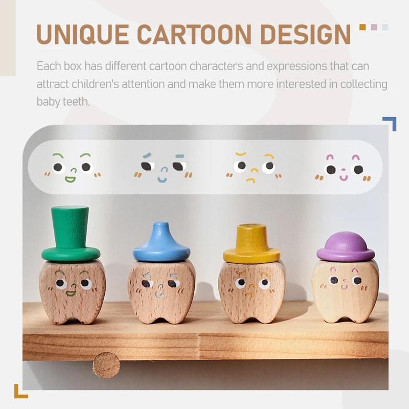 Baby Creative Tooth Boxes Wooden Save Souvenir Case Collect Children's Milk Teeth Boxes Unique Desktop Decoration Newborn Gifts