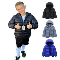 Hooded Lightweight Down Jackets Children Boys Girls Coats Autumn Winter Teen Students Outdoor Sports Casual Warm Cotton Clothes