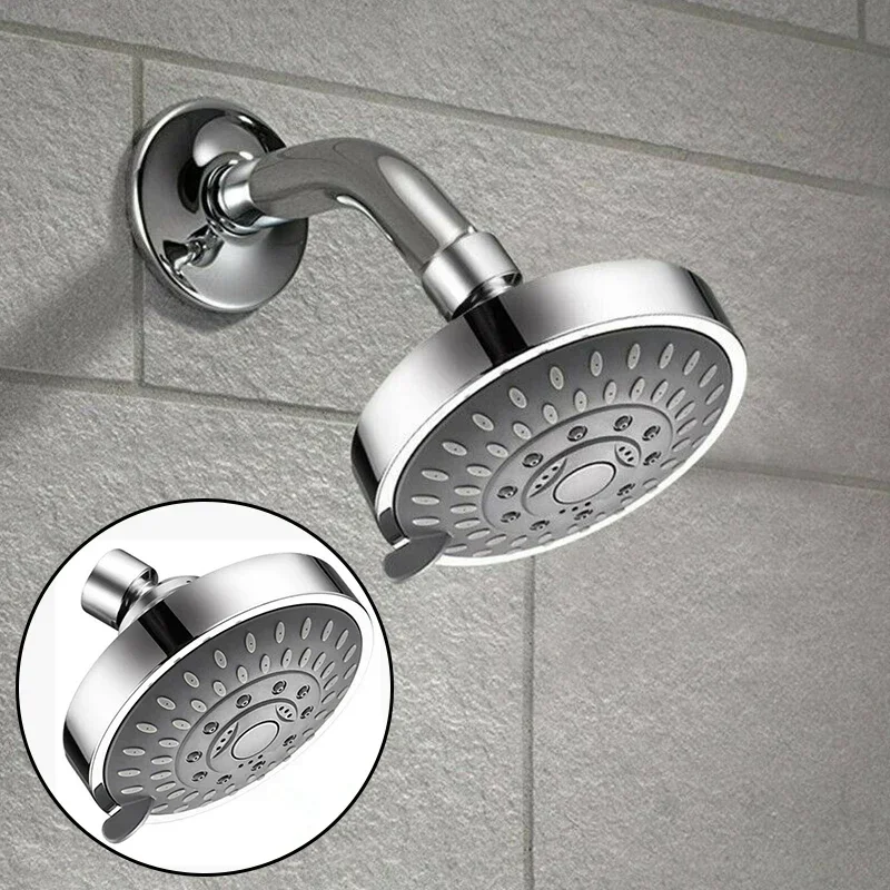 

4 Inch Rainfall Shower Head, 5 Mode Adjustable High Pressure Sprayer, Removable Water Flow Limiter, Brass Ball Joint