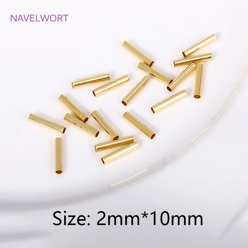 Perles de tube en laiton plaqué or 18 carats, perles d\'espacement pour bijoux exécutifs, perles de tube lisses, bricolage, matériel de bijoux, vente
