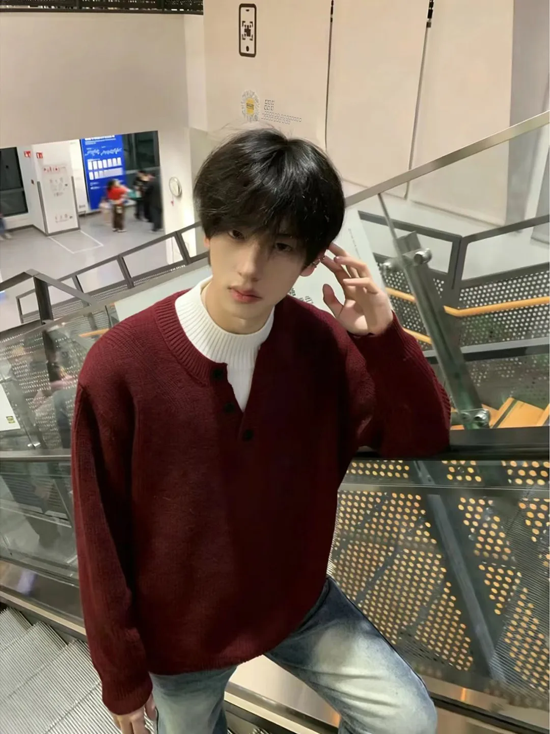 

Soft Long Sve Knitted irt for Boys Winter New Year Aosphere Fake Two-Piece Loose Fit Comfortable Warm Youthful