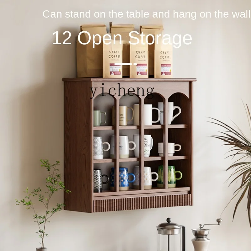 

ZK Solid Wood Cup Storage Rack Wall Locker Coffee Cup Ceramic Multi-Layer Display Cabinet