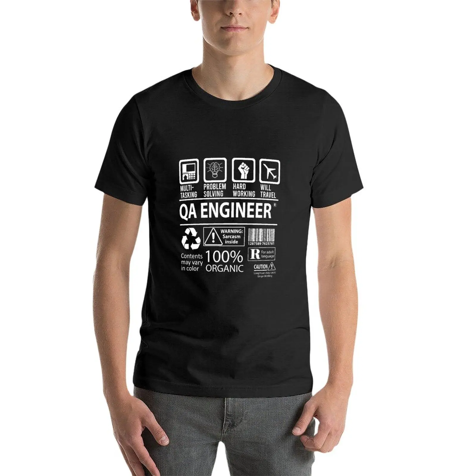 New Qa Engineer T-Shirt korean fashion black t shirts sweat shirts, men