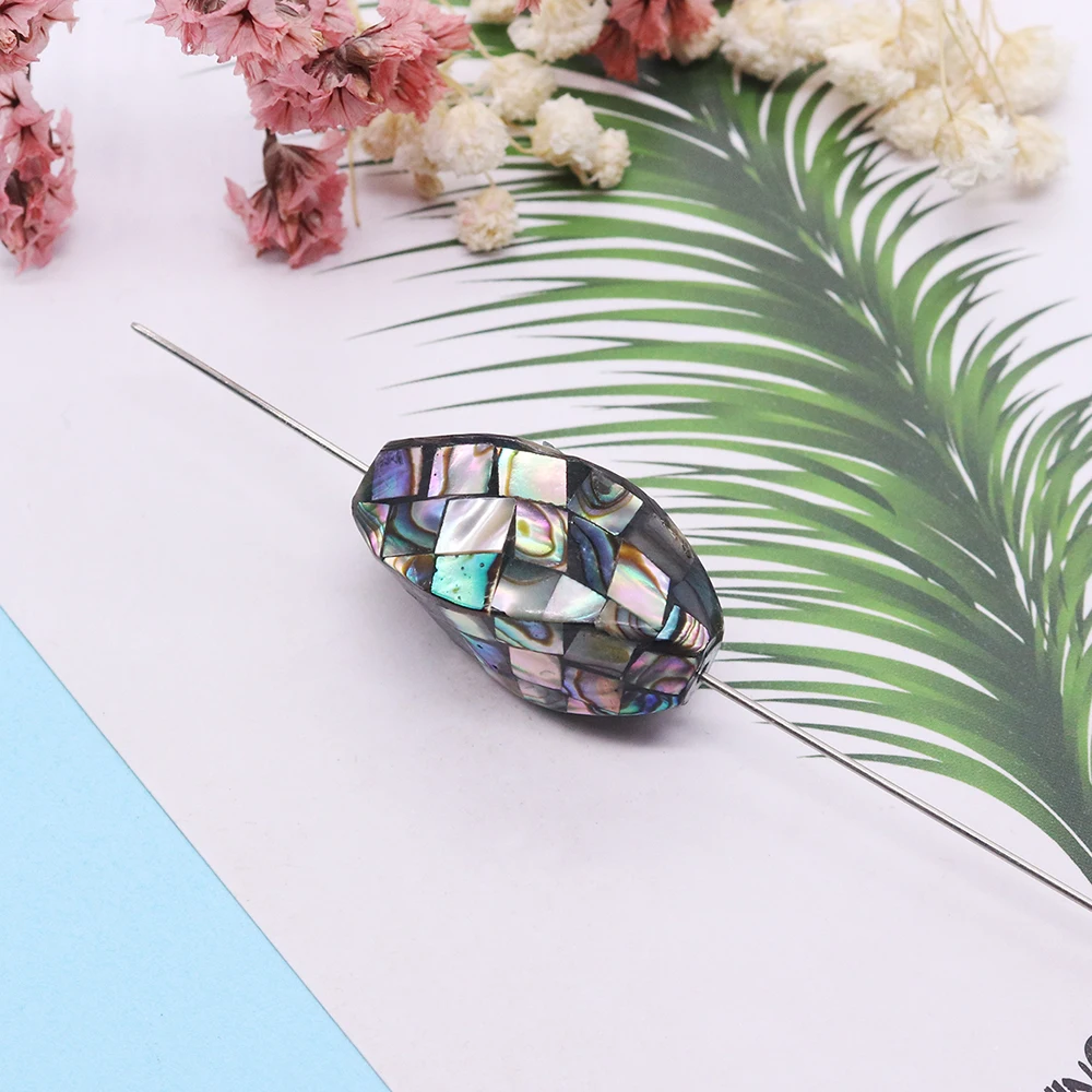 

Three-dimensional Geometric Loose Bead Natural Abalone Seashells Straight Holes Scattered Beads Charms Woman Jewelry Accessories
