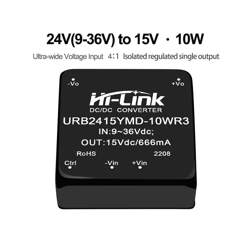 Hi-Link 10W 9-36VDC urb2405ymd/URB2412YMD-10WR3 24V bis 3.3/5/9//24VDC isoliertes Ausgangs-Stromrichter-Versorgungs modul