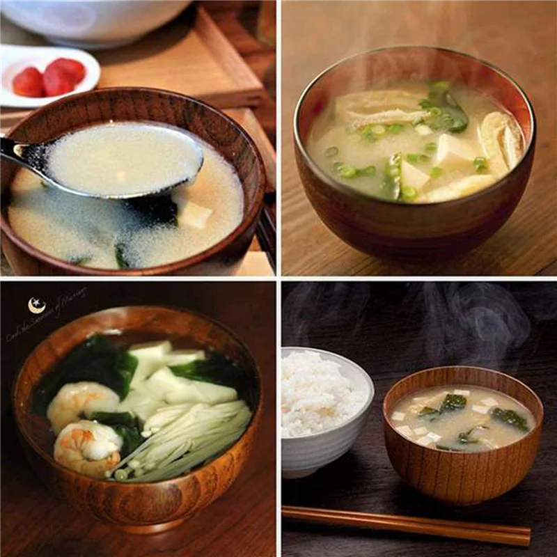 

EYFL-18Pcs Wood Bowls Serving Tableware For Rice, Soup, Dip, Coffee, Tea, Decoration Wooden Salad Bowl Kitchen Cutlery Set