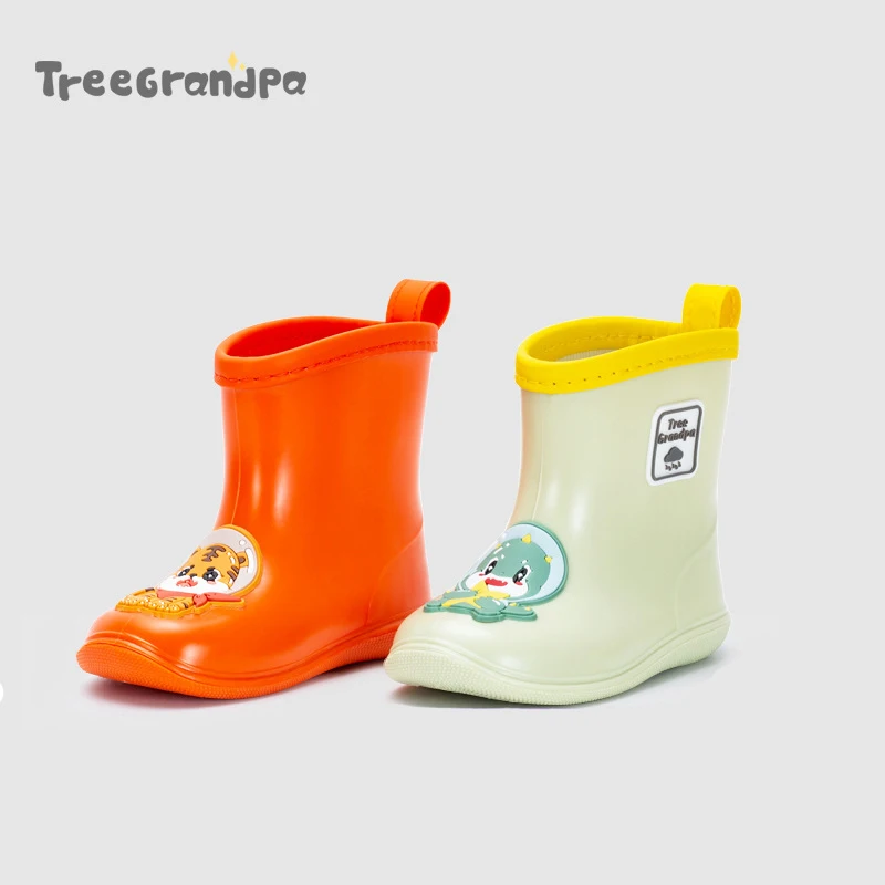 

Tree Grandpa Toddler Rain Boots Baby Kids Easy-on Rain shoes Children Waterproof Shoes for Boys Girls(1-6 Years)