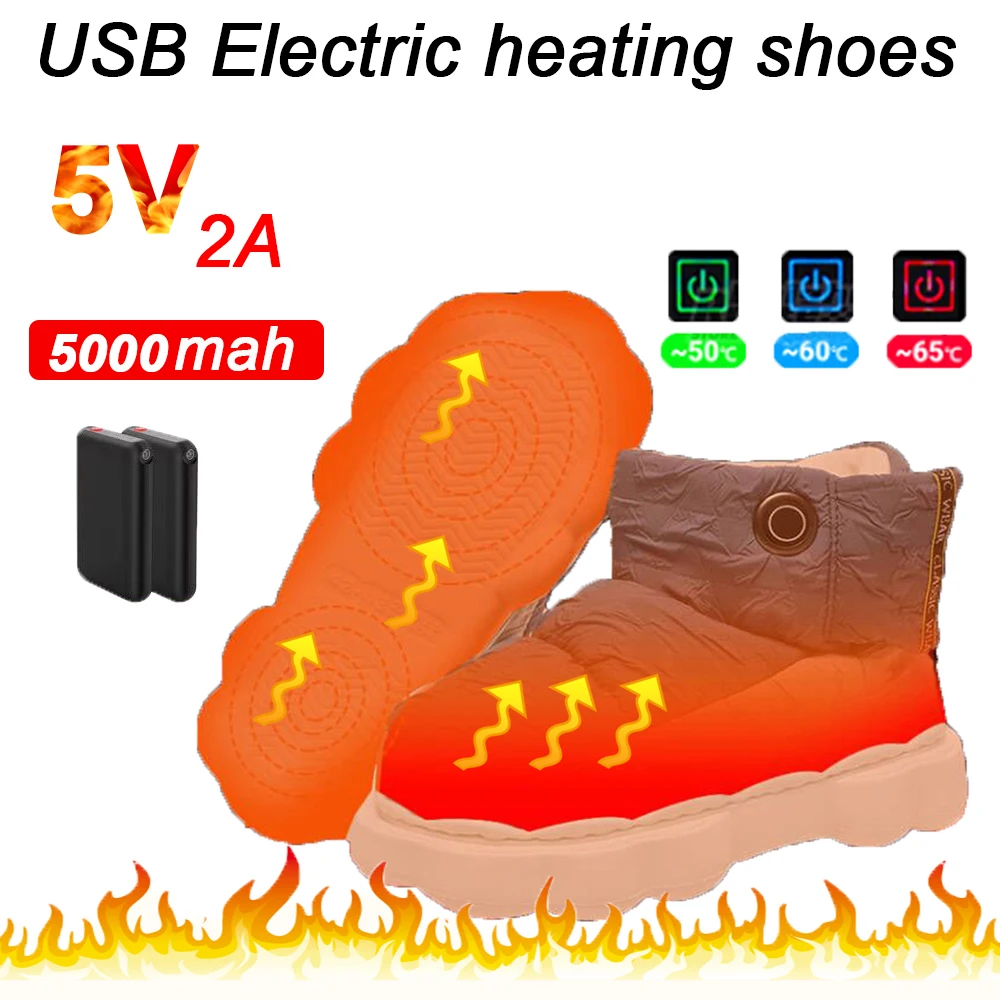 New Winter Heated Shoes 5000mAh Battery Thermal Shoes Men's Women's Heating Shoes Electric Shoes Washable Warm Heating Shoes