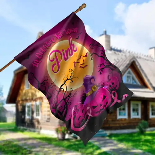 In October We Wear Pink Pumpkin Decorative Garden Flag AAL HHM WZZ yyi