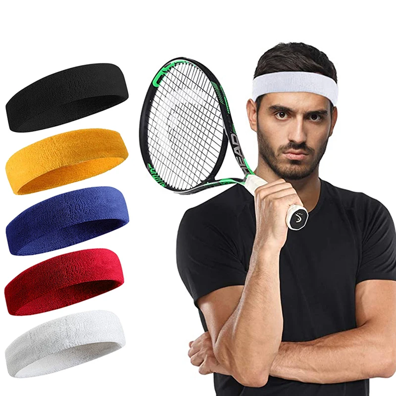 Cotton Athletic Headband Elastic Sweatband Protection Basketball Sport Adults Kids Fitness Sweat Hair Band Tennis Accessories