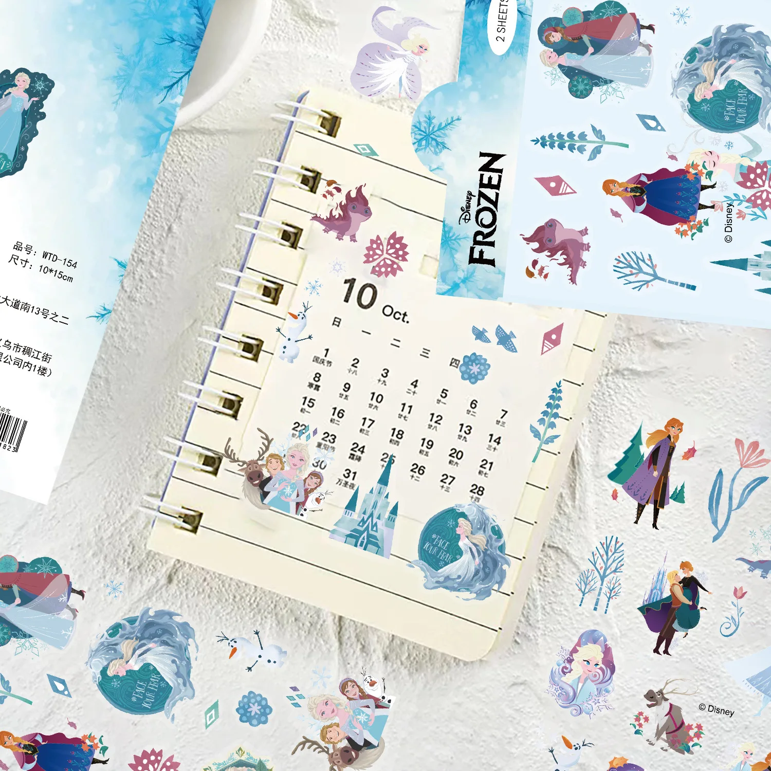 2 SZT. Naklejki Disney Anime Frozen Kawaii Księżniczka Elsa Graffiti Naklejki na Laptopa Rower Telefon Samochód Przezroczyste Naklejki PET Zabawki