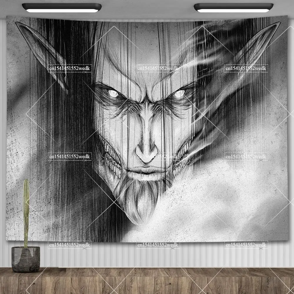 Eren Jaeger Freedom Tapestry Wall Hanging Japanese Anime Tapestry Dorm Background Cloth Aesthetic Party Backdrop Room Decor