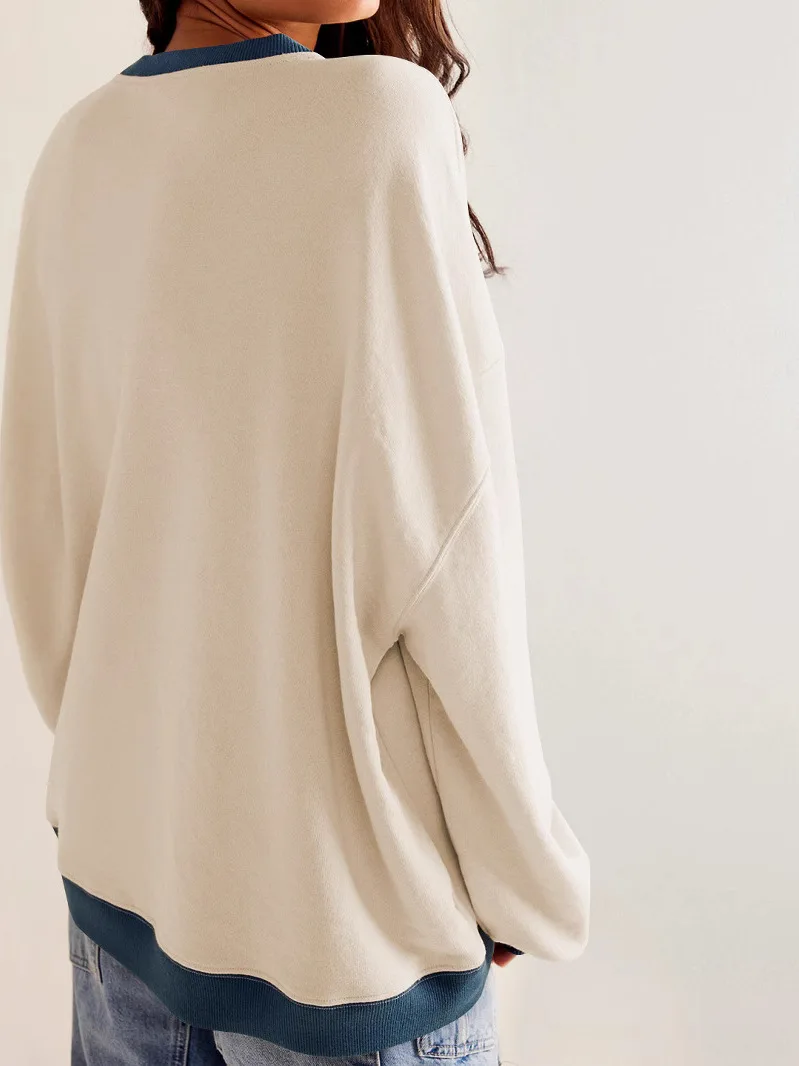 Rond Ne Long Sve-sweatshirt voor dames, fce gevoerd, normaal dun zomer woon-werkverkeer, eenvoudig Sle-kledingstuk met opstaande lengte