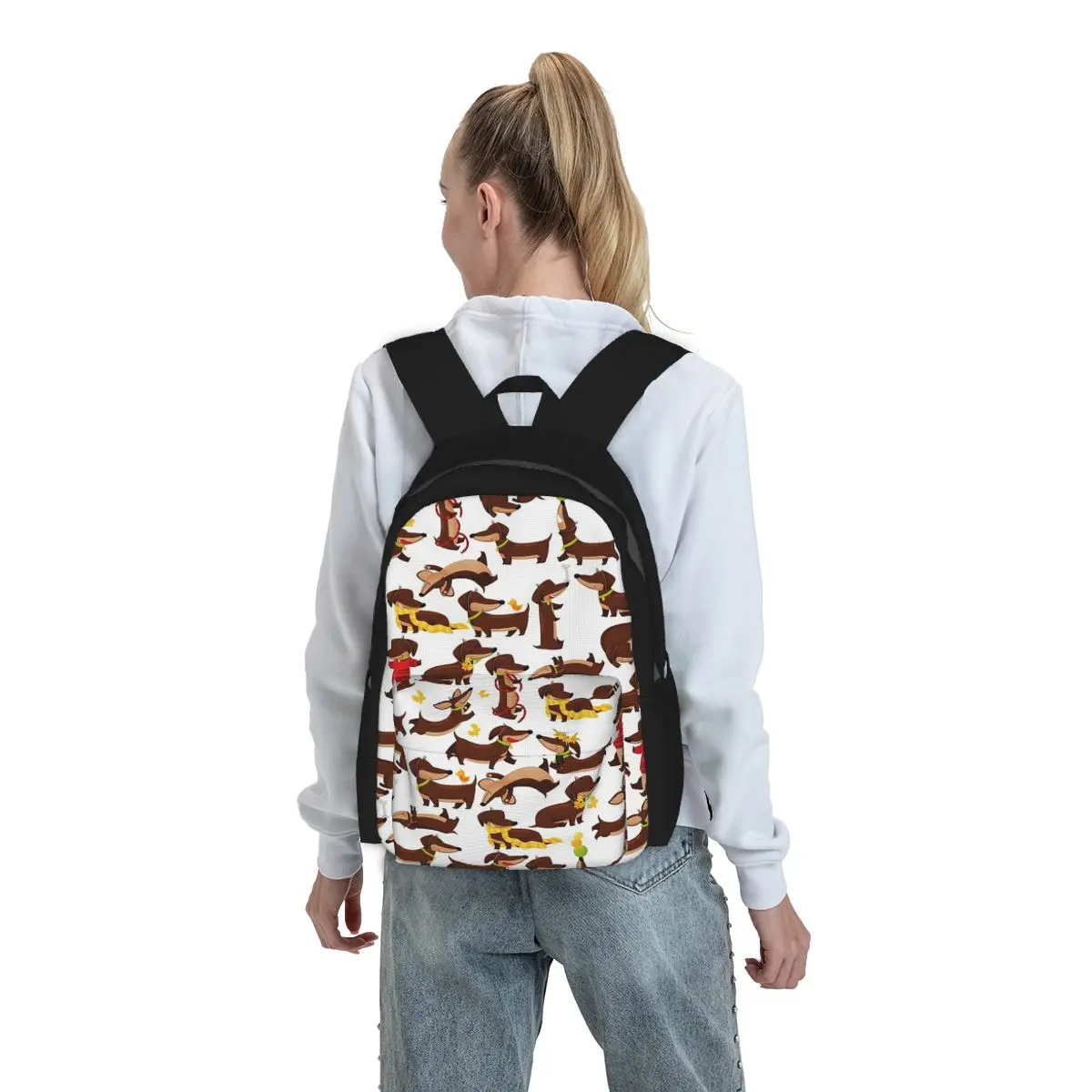 

Funny Dachshund A Cute Cartoon Dog Pattern Backpack Student BookBag Children School Bag Laptop Shoulder Bags for Men Women