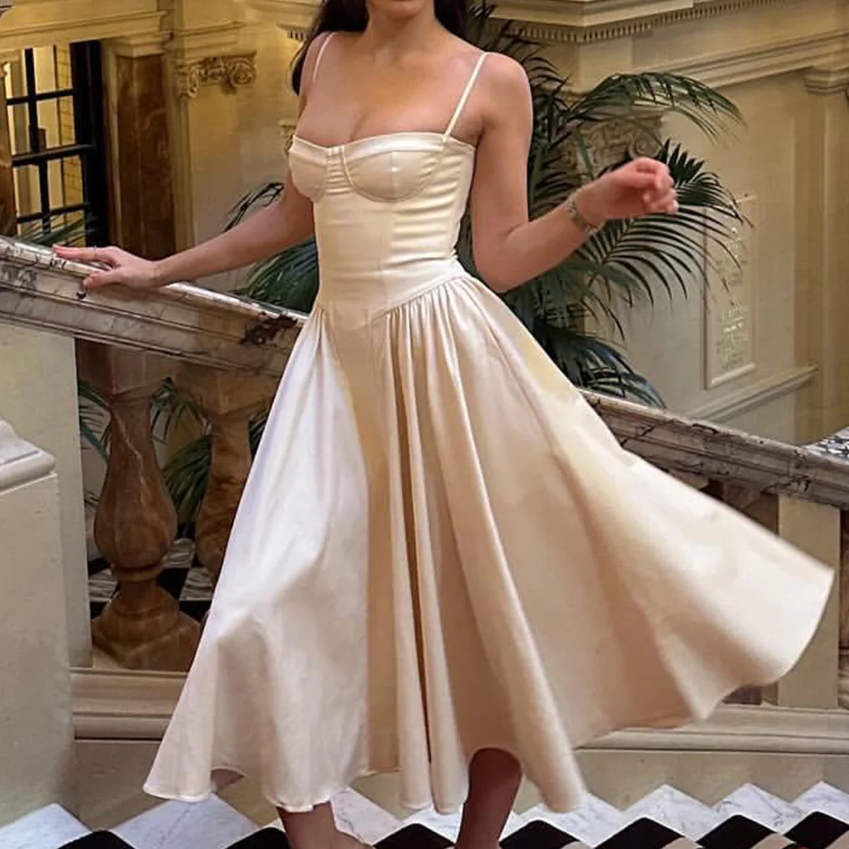 Krypto grafische Baumwoll kuchen Rüschen Saum Midi Kleider elegante ärmellose Geburtstag plissierte Fee Slip Korsett Sommerkleid Urlaubs kleid