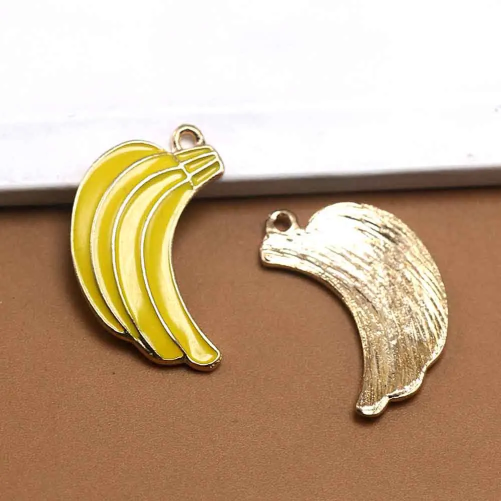 

20 Pcs Banana Pendant Fruit-shaped Bracelet Charms Food for Jewelry Making Necklace Alloy