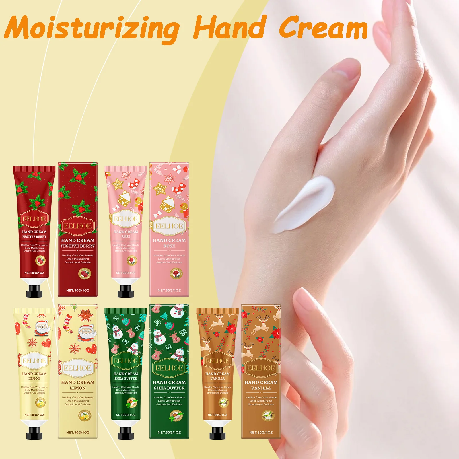 Christmas Hand Cream Moisturizing Refreshing Hand Cream for Dry Cracked Skin Nourishing Anti-Drying Smooth Winter Hydration 30g
