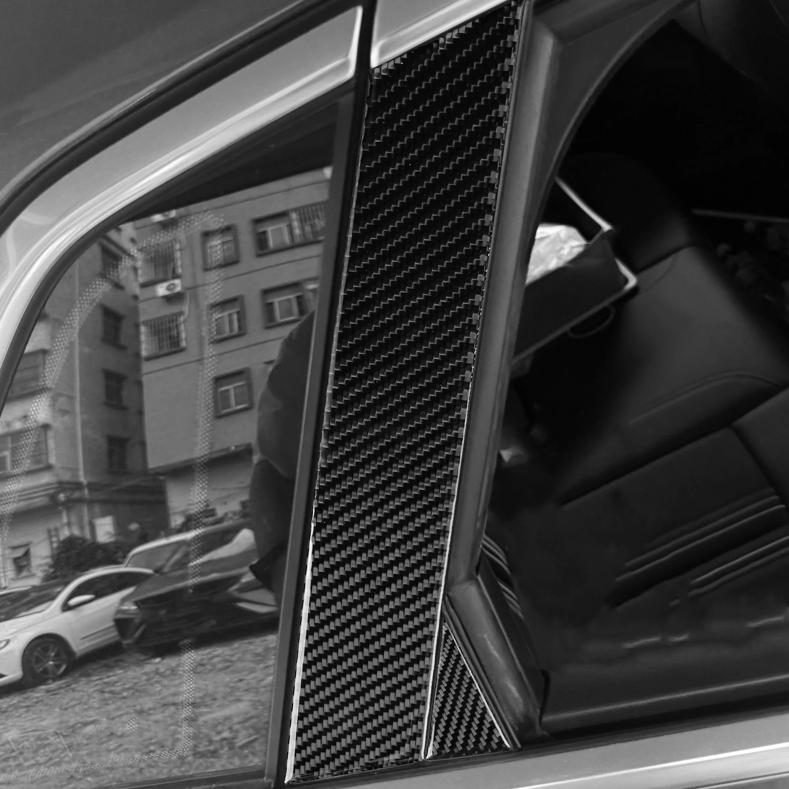 For Audi A3 S3 8Y 2021-2025 Real Carbon Fiber External Door B-pillar Panel Cover Decorative Car Accessories Decoration Sticker