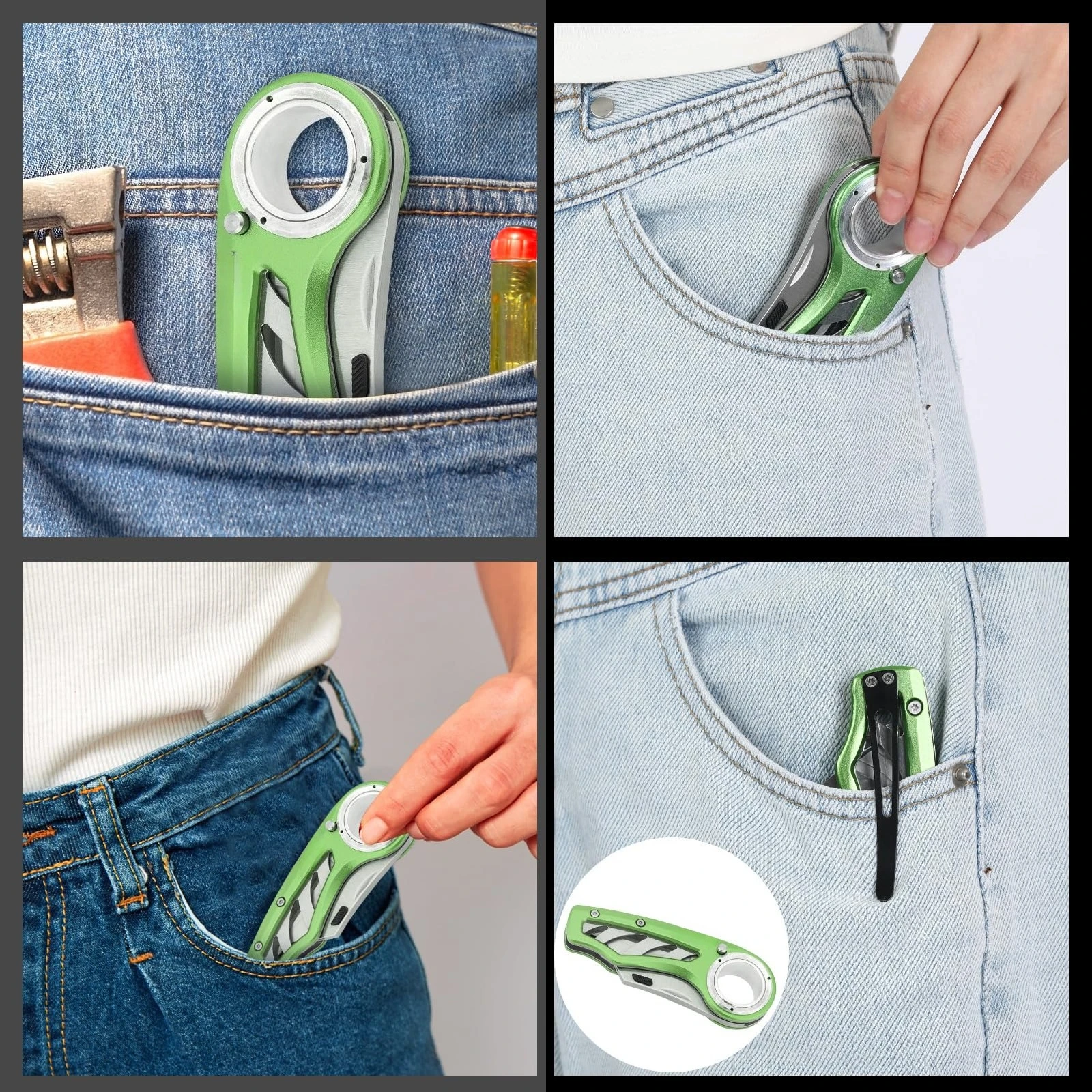 Klappbares Universalmesser Taschenmesser Hochleistungs-Kartonmesser mit Aluminiumgehäuse, Schnellwechselklingen, Rutschfester Fingerhalterung – Detail 4