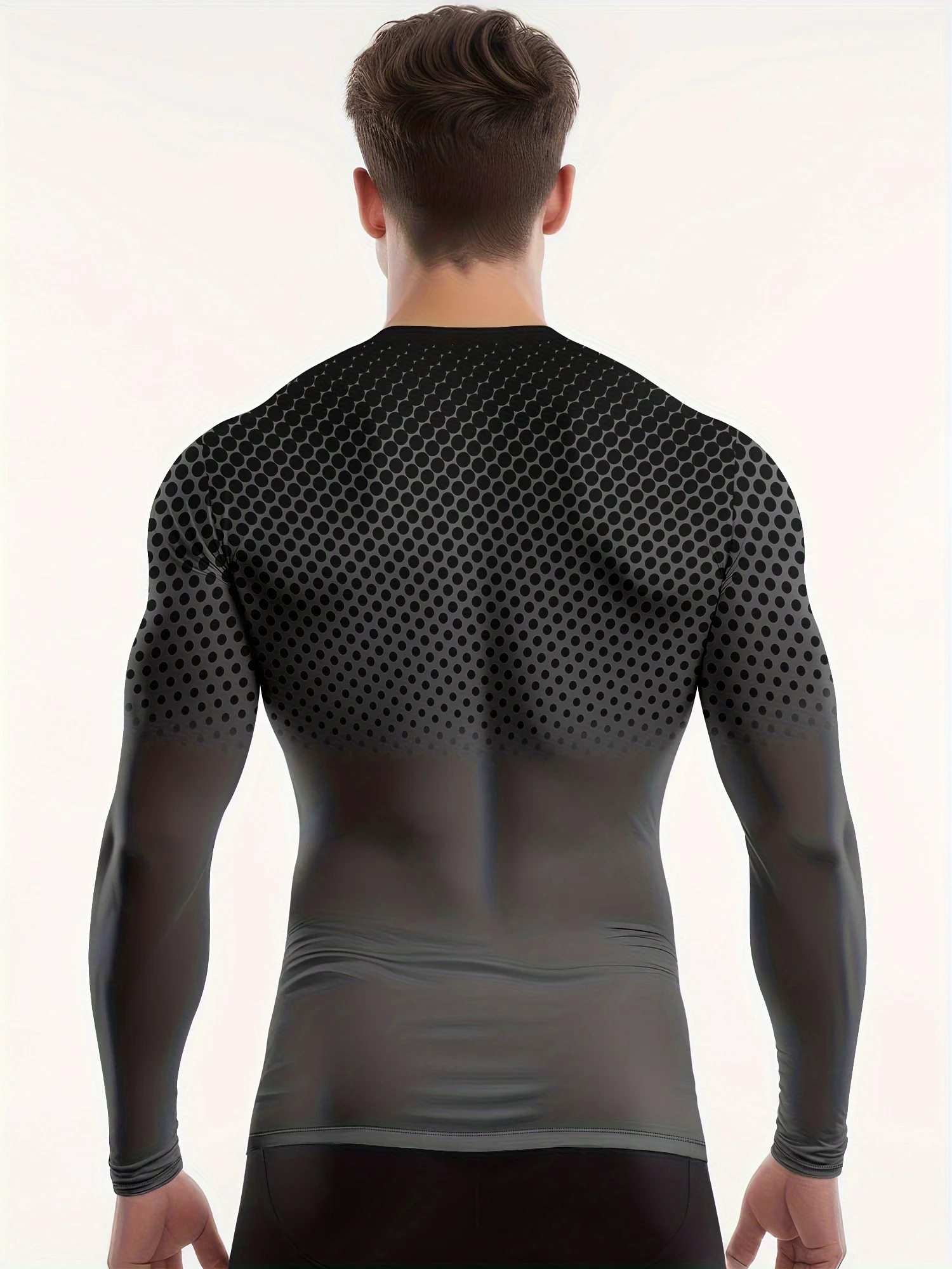 Men's slightly elastic and breathable casual long-sleeved T-shirt, comfortable running and fitness top