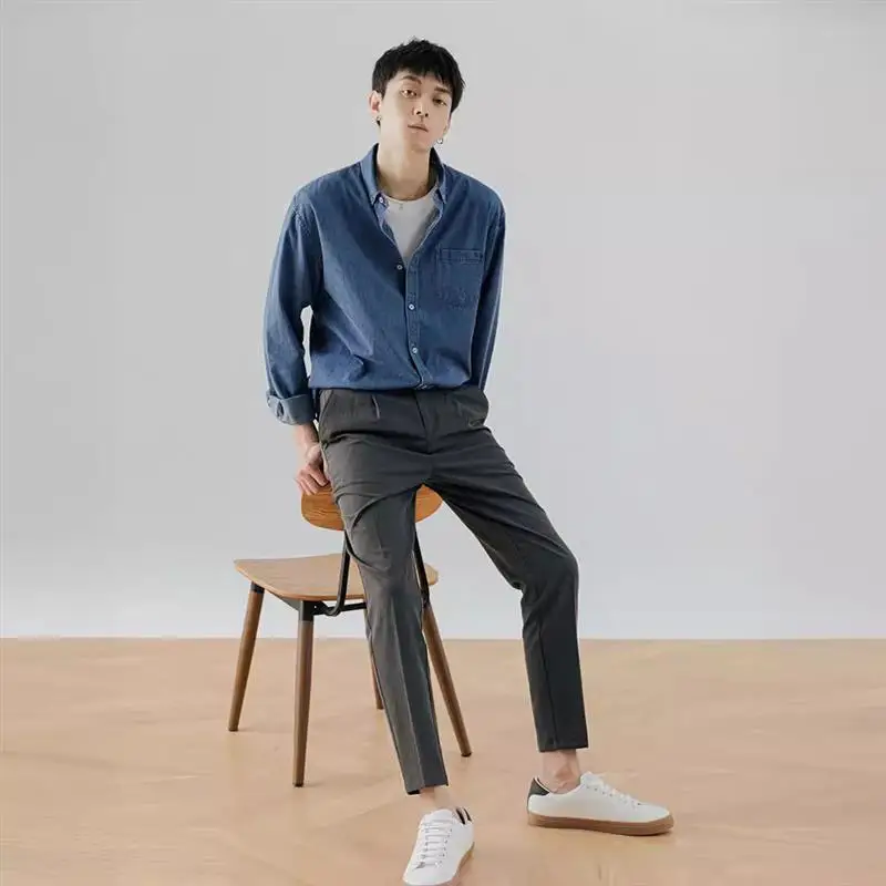 

Cowboy Long Sve irts for Men Spring Cotton Ultra Slim Fit Waed Vintage Look Young Men's Faion Resistant to Fading An...