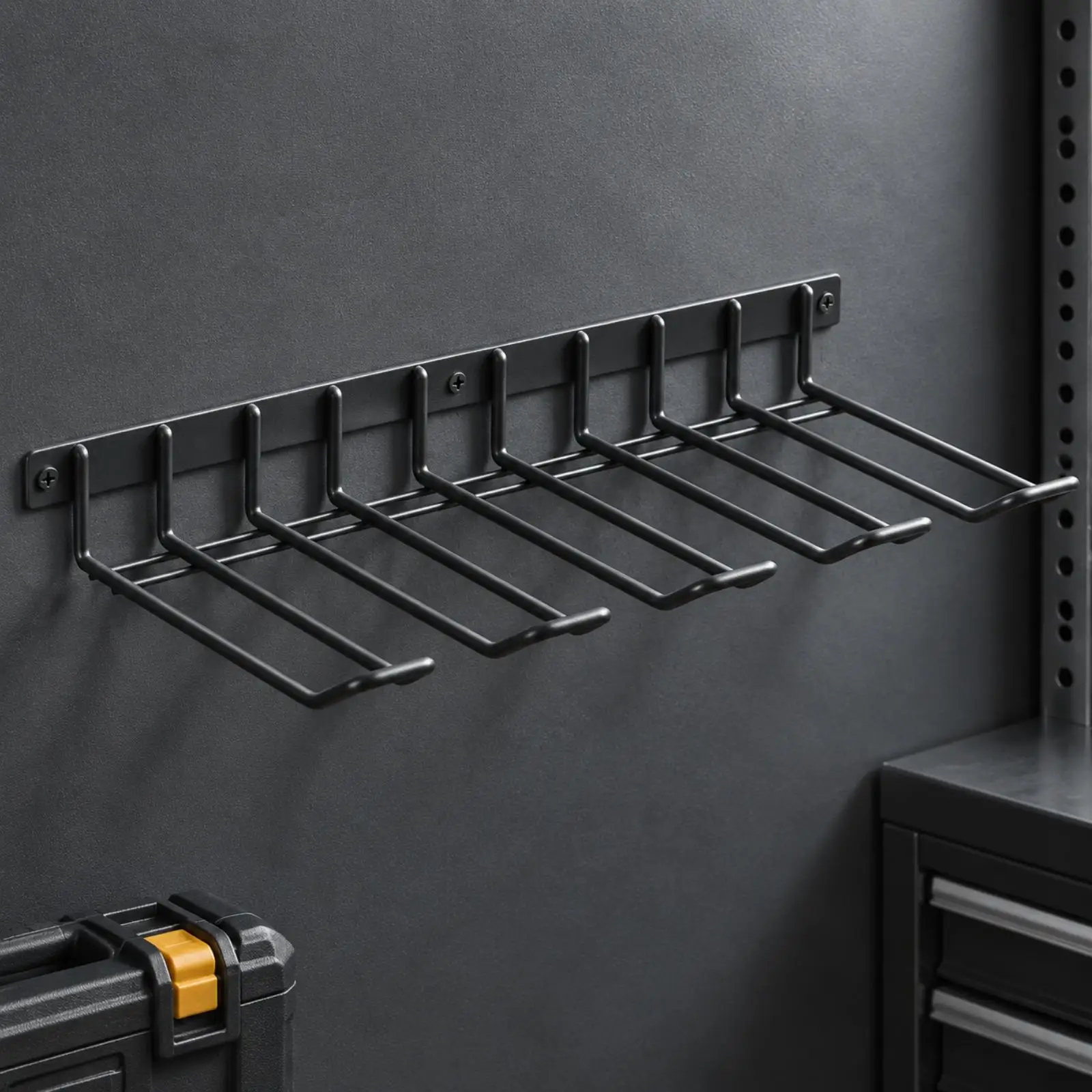 Sturdy Iron Wall Drill Rack with Anti Slip Ends for Tool Organization Workshop Garage Mounted Hanger