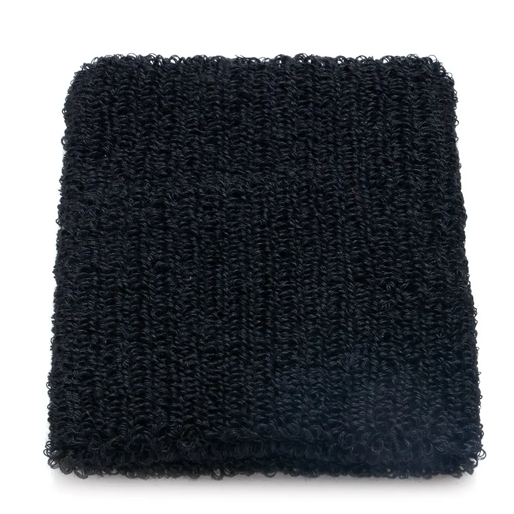 Cotton Sweatband Moisture Wicking Athletic Terry Cloth Wristband for Tennis, Basketball, Running, Gym, Working Out Black 8 10CM