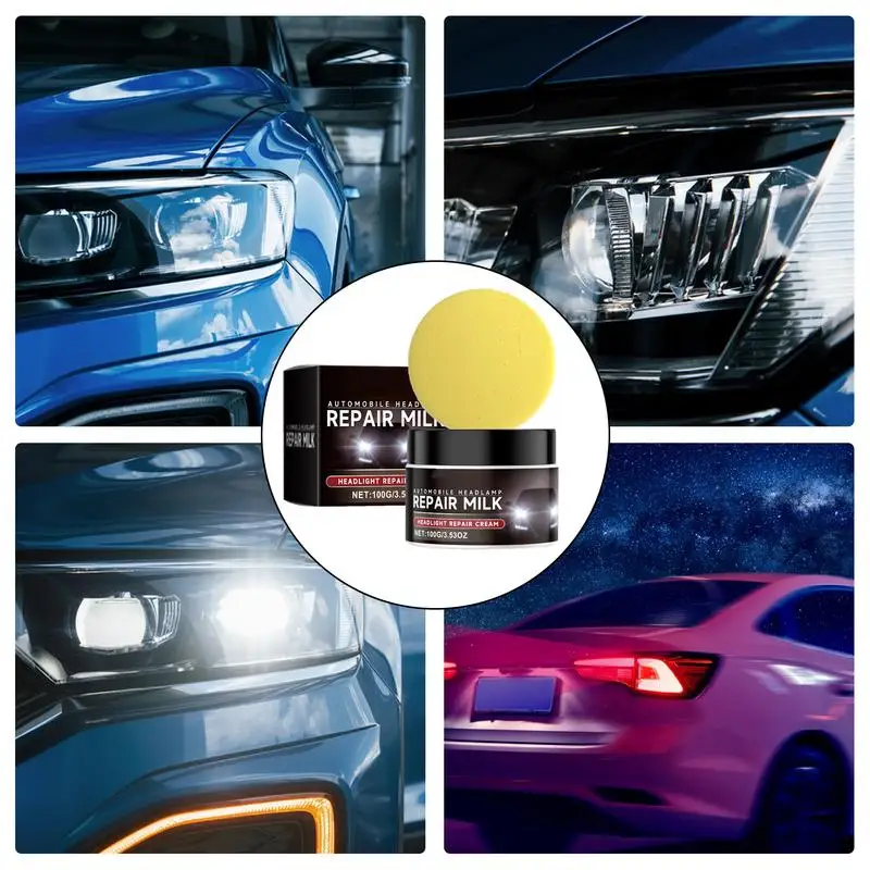 Automobile Headlamp Repair Milk Car Scratch Repair Cream With Sponge Auto Headlight Restoration Paste 100g For Repairing