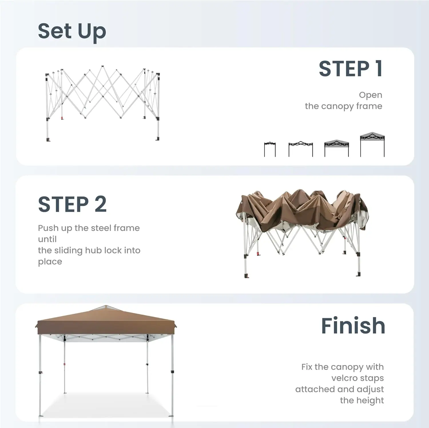 Pop Up Canopy 10 10 Tents For Parties With Wheeled Bag, Portable Lightweight Folding W/Adjustable Height,Dark & Light Brown