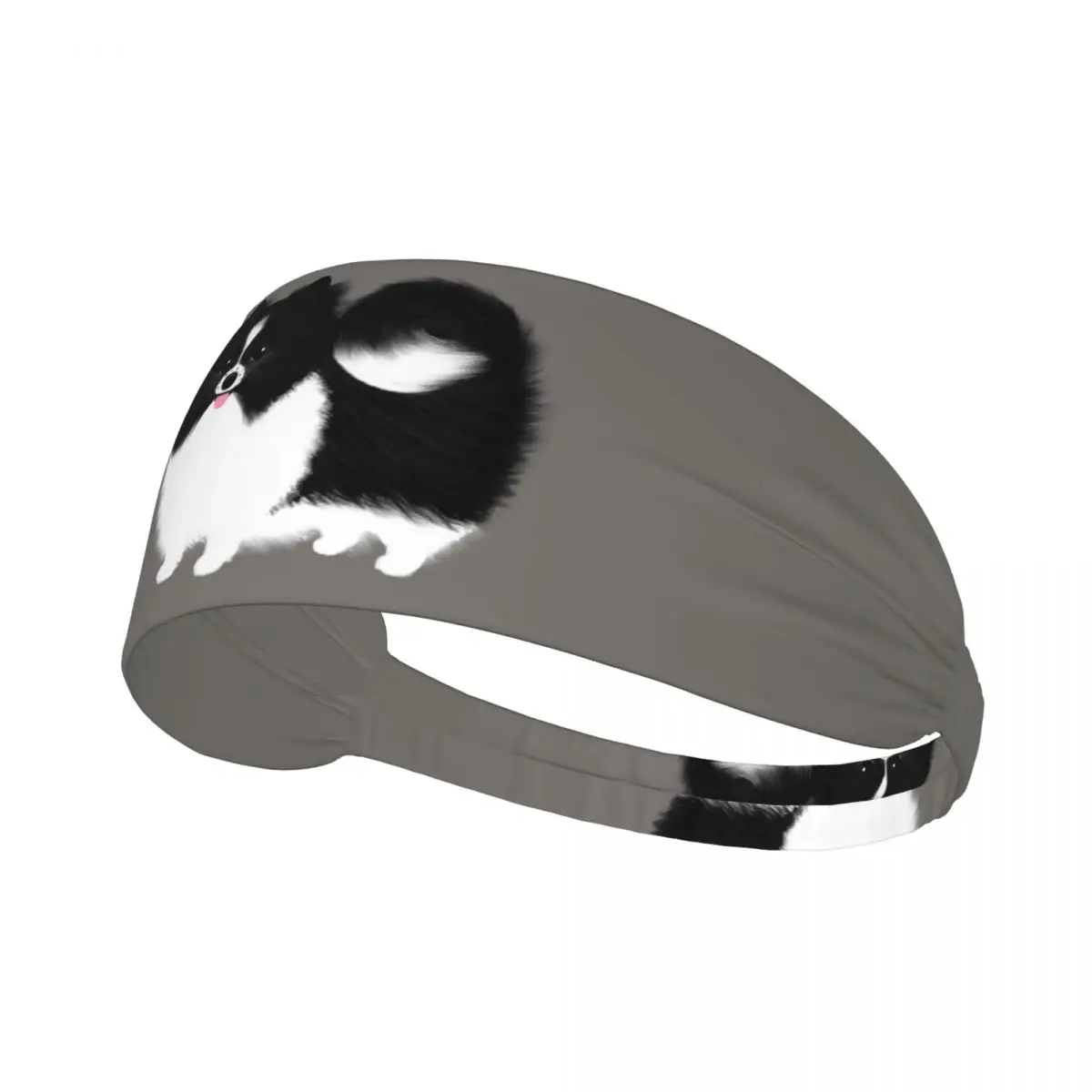 

Custom Black And White Parti Pomeranian Fluffy Dog Sweatband for Men Women Wicking Moisture Sports Sweatband Gym Yoga Running