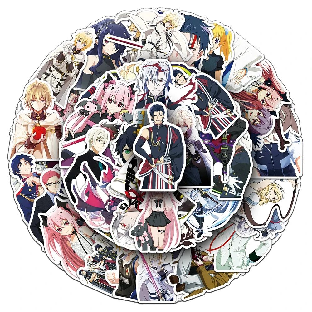 10/30/50 قطعة ساروف من نهاية أنيمي يويشيرو هياكويا ملصقات Shinoa Hiiragi الكرتون الشارات الأمتعة الهاتف الغيتار مانغا ملصق