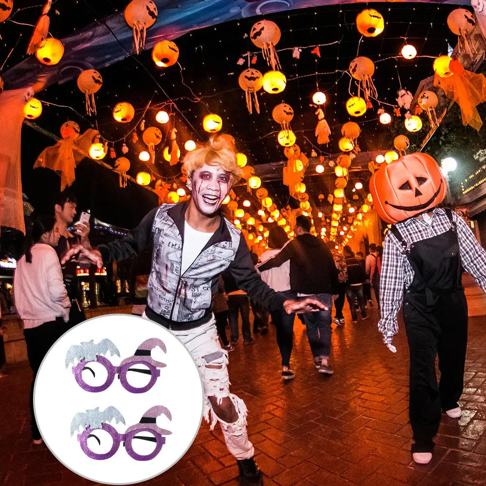 

2 шт., стильные очки на Хэллоуин, ведьма, летучая мышь, яркие цвета, тематические узоры, новые формы, дизайн, маскарад, карнавал, косплей