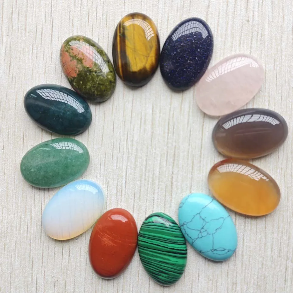 Wholesale 12pcs fashion natural stone mixed Oval CAB CABOCHON beads 20x30mm for Jewelry accessories making Fast shipping