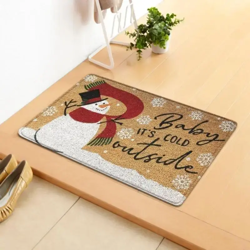 VIKAMA عيد الميلاد ديكور ممسحة عيد الميلاد ثلج السجاد داخلي في الهواء الطلق مدخل السجاد عطلة ديكور المنزل ممسحة #4