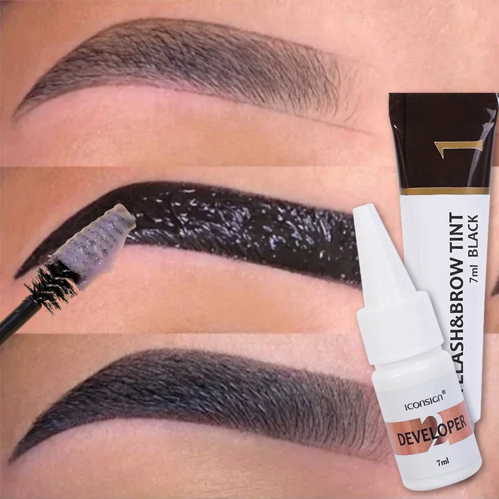 Dye Eyebrow Gel Lifting Lash Cream Waterproof 2 in 1 Fast Tint Semi Permanent Black Brown Eyebrow Enhancer Tattoo Pigment Makeup