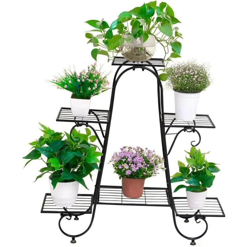 6 Tier Plant Stand Metal Flower Pot Holder Display Indoor Outdoor Patio Flower Shelves  Rack