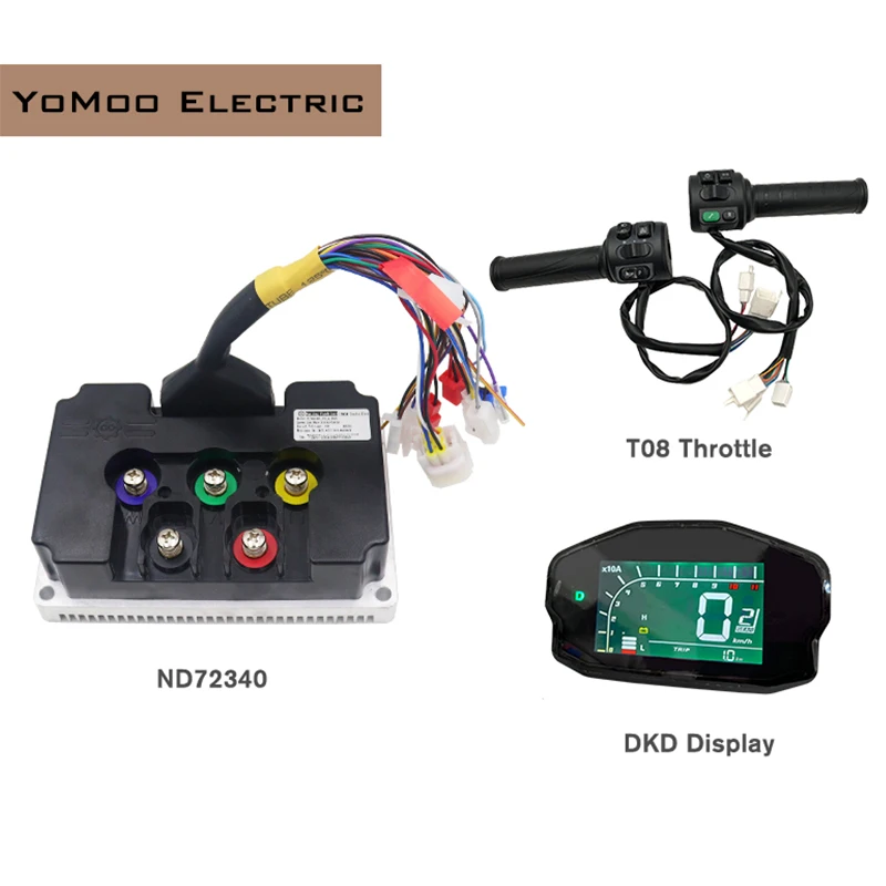

Fardriver 3KW-5KW ND72340 V2 48V-72V Controller DC 120A Programmable With DKD Display And T08 Throttle For Electric Motorcycles