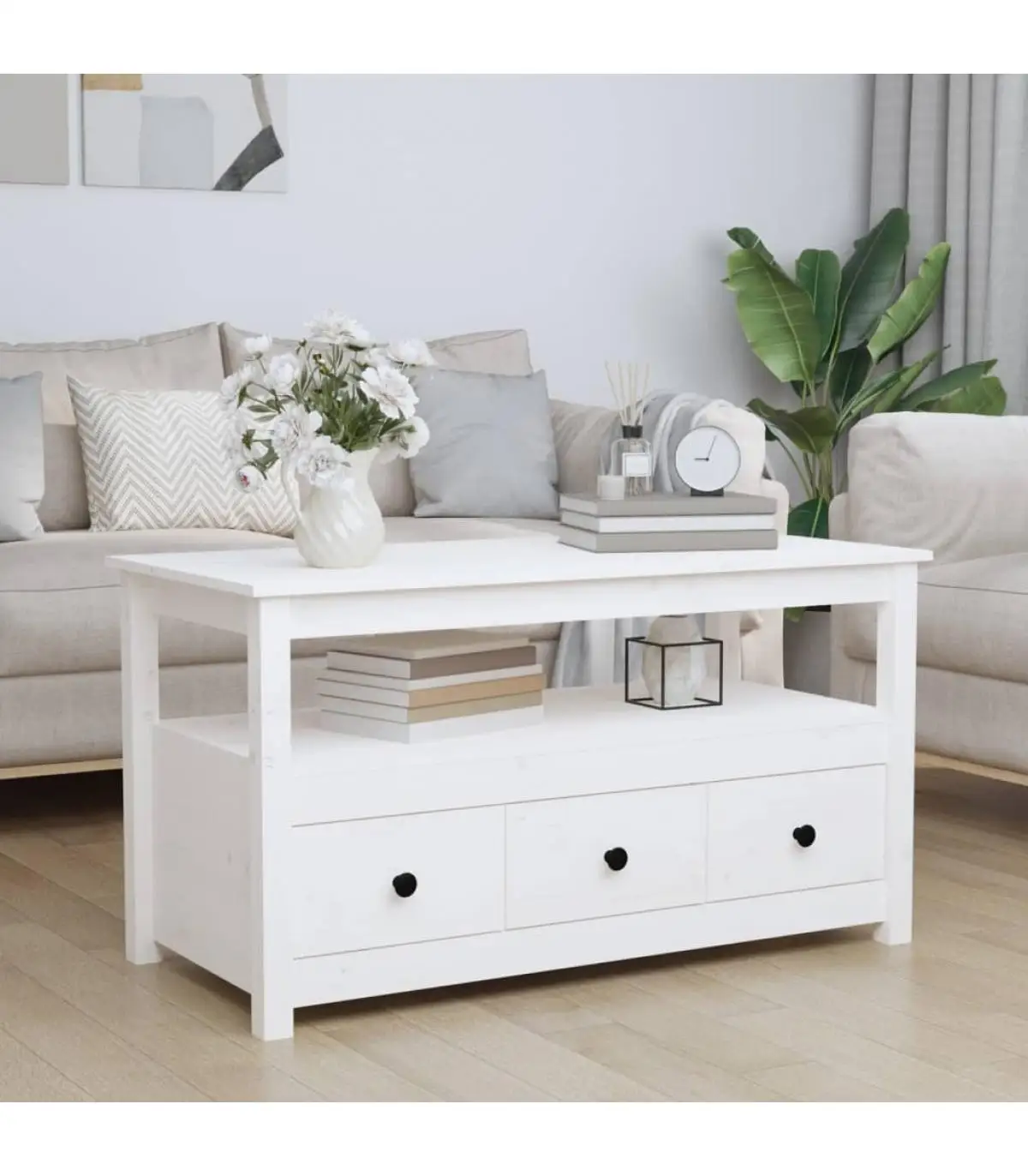 102x49x55 cm White Pine solid wood coffee table coffee tables