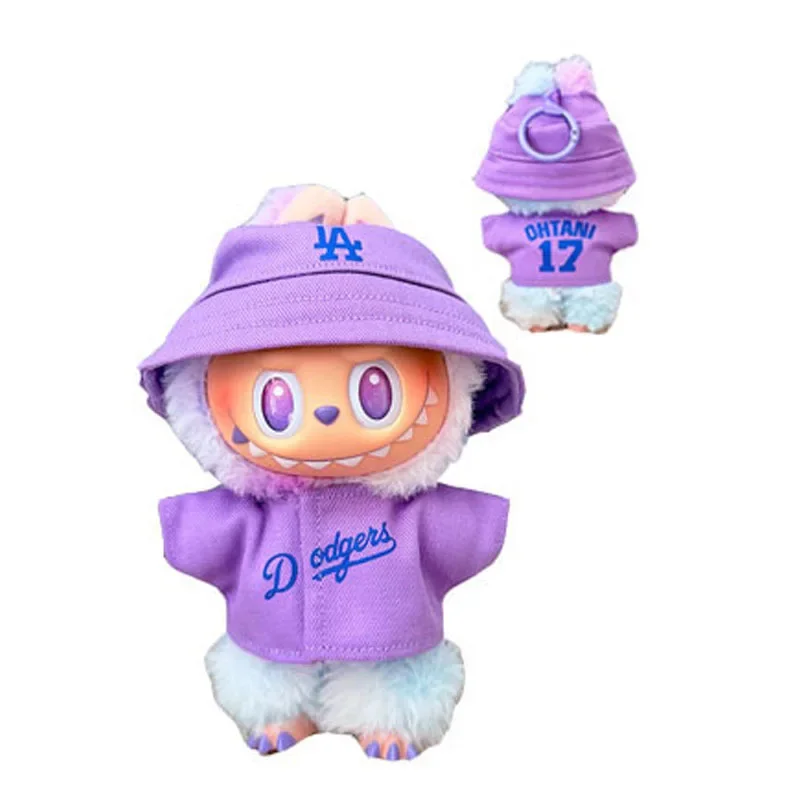 The first, second and third generations of Labubu clothes pendant Labubu sitting baby clothes LA baseball suit trend image 5