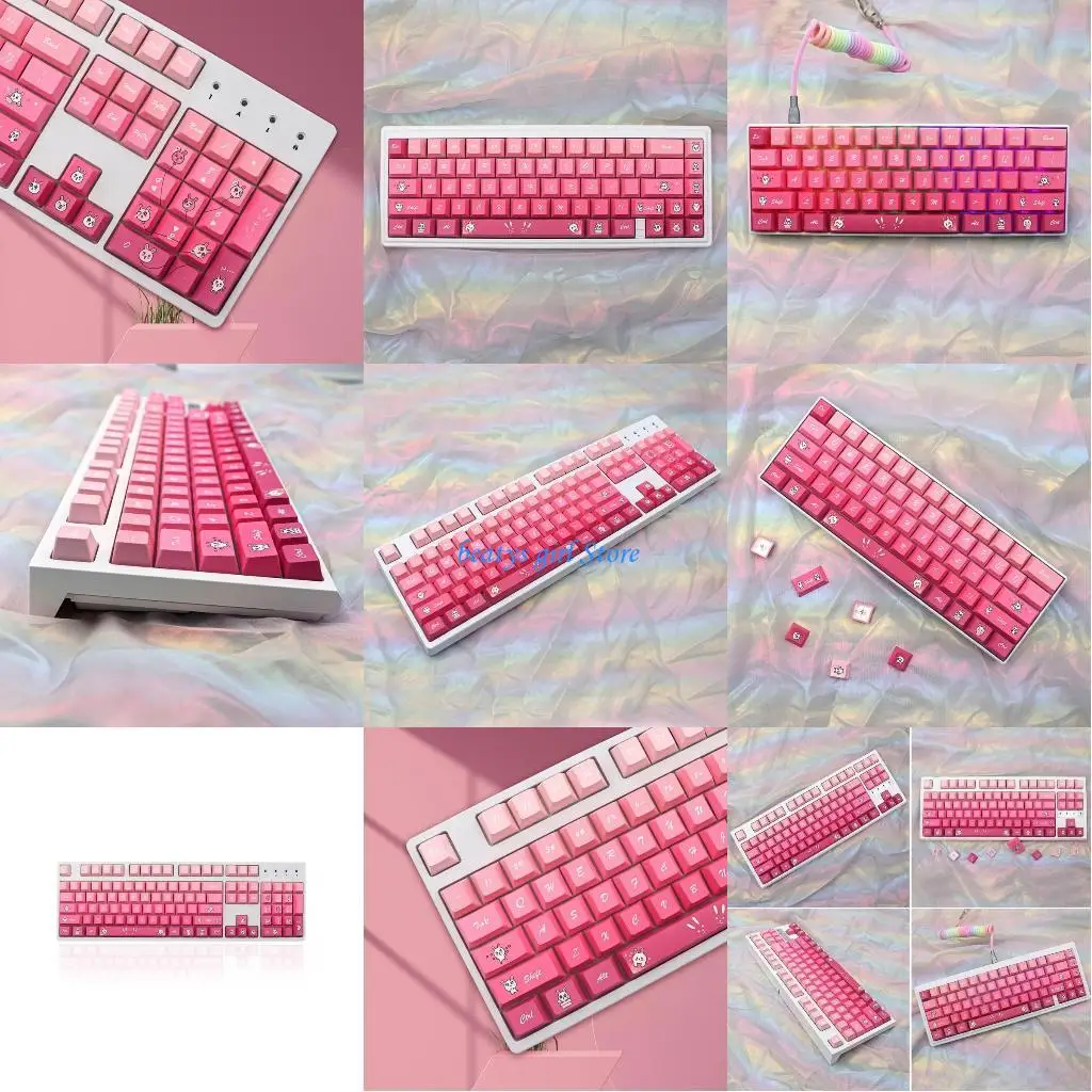 

C7AB Keycaps Высота вишневой высоты PBT-Dye-Sublimation Cakecap Установка 136pcs для 61/64/68/108 Механические игры клавиш